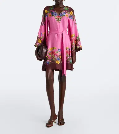 Etro Belted floral silk satin minidress | Thumbnail 4