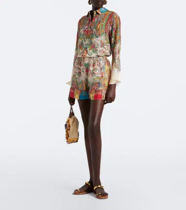 Etro Paisley silk satin shorts | Thumbnail 2 Etro Paisley silk satin shorts | Thumbnail 2