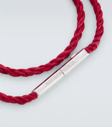 Bottega Veneta Knot sterling silver and leather bracelet | Thumbnail 3