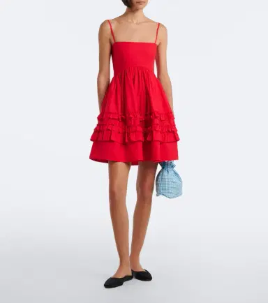 Ganni Ruffled cotton poplin minidress | Thumbnail 3 Ganni Ruffled cotton poplin minidress | Thumbnail 3