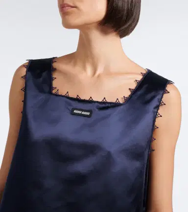 Miu Miu Embroidered cotton-blend satin minidress | Thumbnail 4