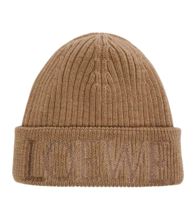 Loewe Logo embroidered ribbed-knit wool beanie