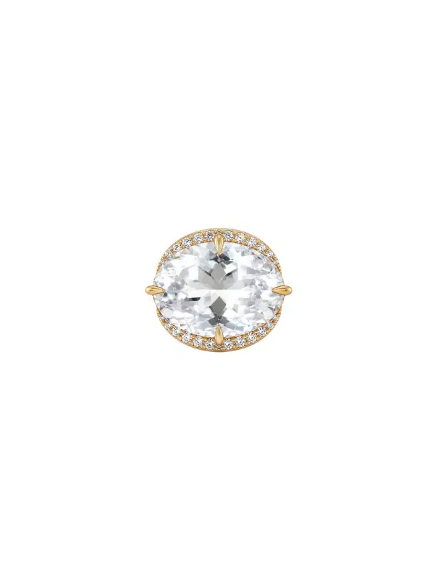 Wish Fine Jewelry 17.42ct Diamond White Topaz 18K Gold Cocktail Ring
