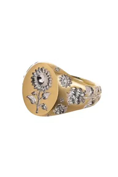 CASTRO SMITH Diamond Mini Sunflower Signet Ring | Thumbnail 5 CASTRO SMITH Diamond Mini Sunflower Signet Ring | Thumbnail 5