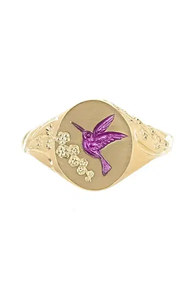 CASTRO SMITH Purple Hummingbird Signet Ring | Thumbnail 1 CASTRO SMITH Purple Hummingbird Signet Ring | Thumbnail 1
