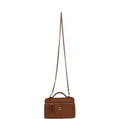 Chanel Chanel "Supple" Top Handle Long Vanity Case with Chain Camel Grained Calfskin Gold Hardware | Thumbnail 7