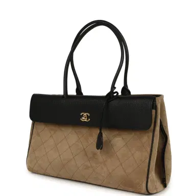 Chanel Chanel Medium "Urban Essential" East West Shopping Tote Black Grained Calfskin and Beige Suede Gold Hardware | Thumbnail 5