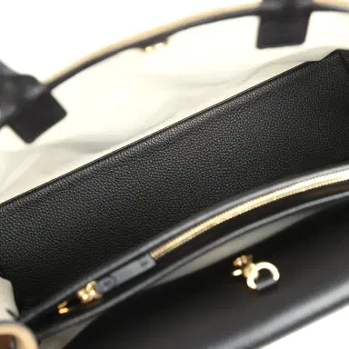 Chanel Chanel Medium "Urban Essential" East West Shopping Tote Black Grained Calfskin and Beige Suede Gold Hardware | Thumbnail 9