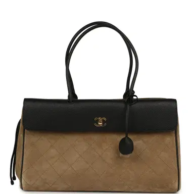 Chanel Chanel Medium "Urban Essential" East West Shopping Tote Black Grained Calfskin and Beige Suede Gold Hardware | Thumbnail 1