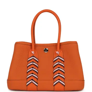 HERMÈS Hermes Garden Party Neo 23 "Bredies" Orange, Rose Sakura, Bleu Navy Togo and Swift Palladium Hardware | Thumbnail 4 HERMÈS Hermes Garden Party Neo 23 "Bredies" Orange, Rose Sakura, Bleu Navy Togo and Swift Palladium Hardware | Thumbnail 4