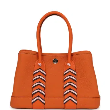 HERMÈS Hermes Garden Party Neo 23 "Bredies" Orange, Rose Sakura, Bleu Navy Togo and Swift Palladium Hardware | Thumbnail 1 HERMÈS Hermes Garden Party Neo 23 "Bredies" Orange, Rose Sakura, Bleu Navy Togo and Swift Palladium Hardware | Thumbnail 1