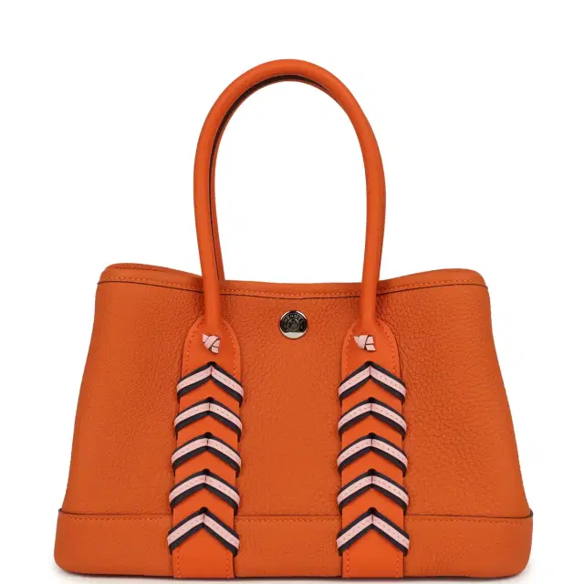 hermes Hermes  Garden Party Neo 23 "Bredies" Orange, Rose Sakura, Bleu Navy Togo and Swift Palladium Hardware