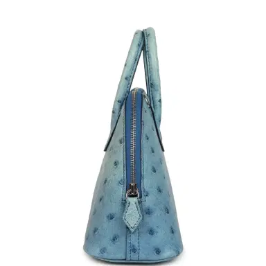 HERMÈS Hermes 1923 Bolide Mini Bleu Royal Ostrich Palladium Hardware | Thumbnail 3 HERMÈS Hermes 1923 Bolide Mini Bleu Royal Ostrich Palladium Hardware | Thumbnail 3