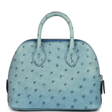 HERMÈS Hermes 1923 Bolide Mini Bleu Royal Ostrich Palladium Hardware | Thumbnail 4 HERMÈS Hermes 1923 Bolide Mini Bleu Royal Ostrich Palladium Hardware | Thumbnail 4