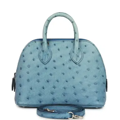 HERMÈS Hermes 1923 Bolide Mini Bleu Royal Ostrich Palladium Hardware | Thumbnail 1 HERMÈS Hermes 1923 Bolide Mini Bleu Royal Ostrich Palladium Hardware | Thumbnail 1