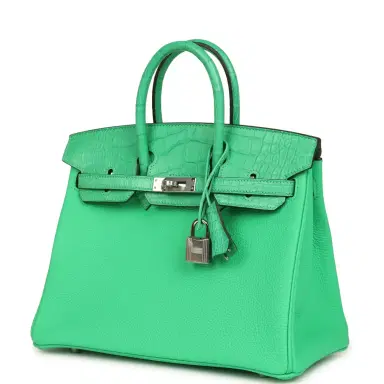 HERMÈS Hermes Birkin 25 Vert Comics Togo and Matte Alligator Touch Palladium Hardware | Thumbnail 5 HERMÈS Hermes Birkin 25 Vert Comics Togo and Matte Alligator Touch Palladium Hardware | Thumbnail 5