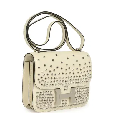 HERMÈS Hermes Constance 18 Clouté Cream Box Palladium Hardware | Thumbnail 2