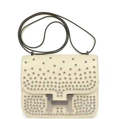 HERMÈS Hermes Constance 18 Clouté Cream Box Palladium Hardware | Thumbnail 1
