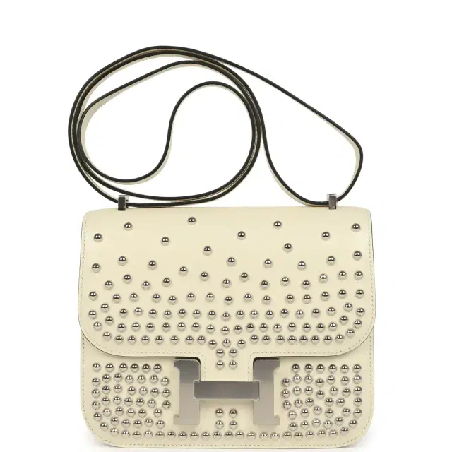 hermes Hermes Constance 18 Clouté Cream Box Palladium Hardware