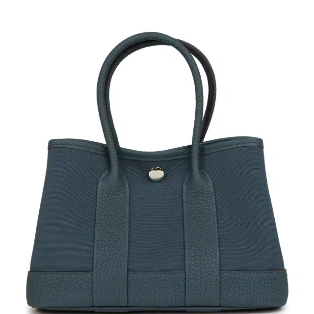 hermes Hermes Garden Party Neo 23 Bleu Tempete Toile Officier and Negonda Palladium Hardware
