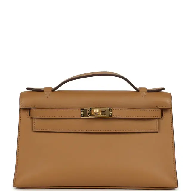 Hermes Kelly Pochette Biscuit Swift Gold Hardware