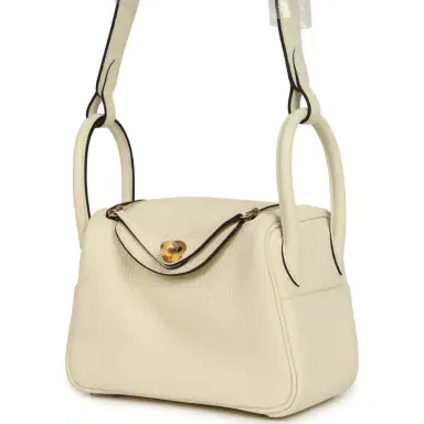 HERMÈS Hermes Mini Lindy II Cream Clemence Gold Hardware | Thumbnail 5 HERMÈS Hermes Mini Lindy II Cream Clemence Gold Hardware | Thumbnail 5