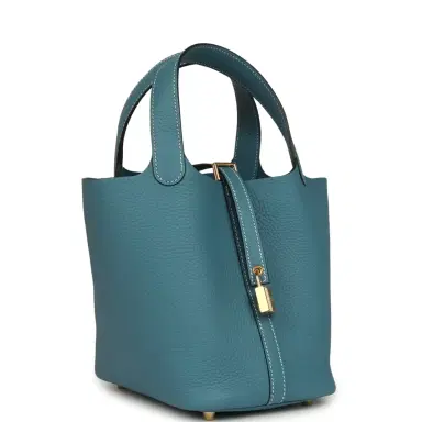 HERMÈS Hermes Picotin Lock 18 Blue Jean Clemence Gold Hardware | Thumbnail 2