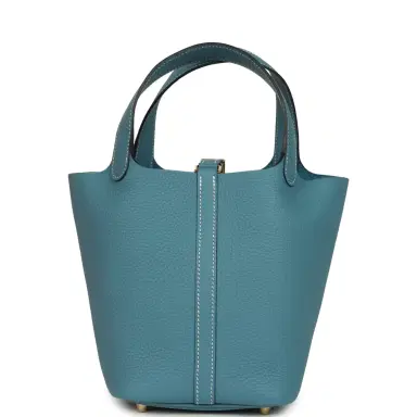 HERMÈS Hermes Picotin Lock 18 Blue Jean Clemence Gold Hardware | Thumbnail 4