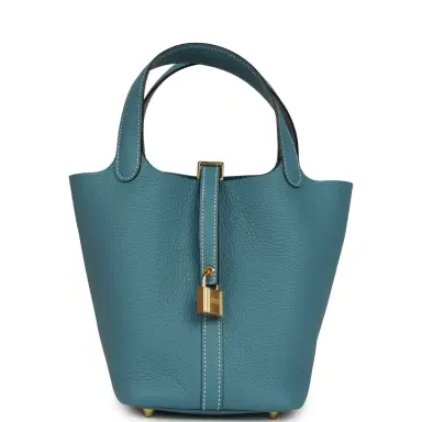 HERMÈS Hermes Picotin Lock 18 Blue Jean Clemence Gold Hardware | Thumbnail 1