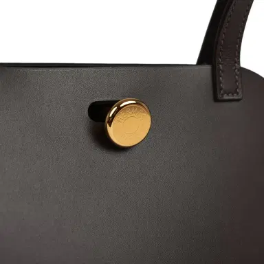 HERMÈS Hermes Tablier Sellier Ebene Vache Hunter, Swift, Toile Militaire Gold Hardware | Thumbnail 8