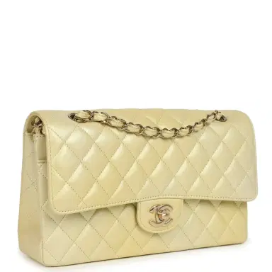 Chanel Pre-owned Chanel Medium Classic Double Flap Ombre Yellow Pearly Goatskin Gold Hardware | Thumbnail 2