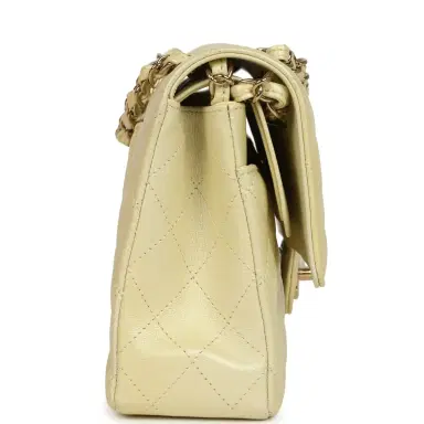 Chanel Pre-owned Chanel Medium Classic Double Flap Ombre Yellow Pearly Goatskin Gold Hardware | Thumbnail 3
