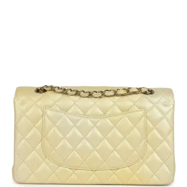 Chanel Pre-owned Chanel Medium Classic Double Flap Ombre Yellow Pearly Goatskin Gold Hardware | Thumbnail 4