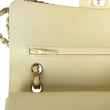 Chanel Pre-owned Chanel Medium Classic Double Flap Ombre Yellow Pearly Goatskin Gold Hardware | Thumbnail 8