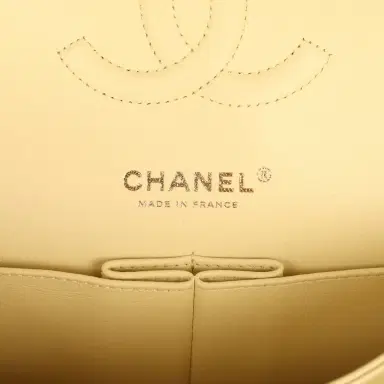 Chanel Pre-owned Chanel Medium Classic Double Flap Ombre Yellow Pearly Goatskin Gold Hardware | Thumbnail 9