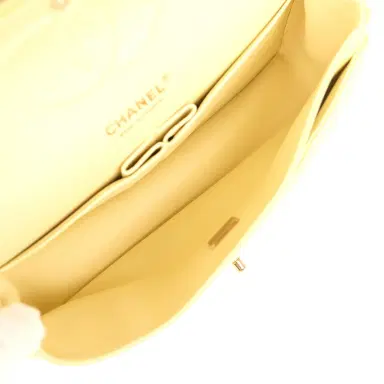 Chanel Pre-owned Chanel Medium Classic Double Flap Ombre Yellow Pearly Goatskin Gold Hardware | Thumbnail 10