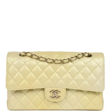 Chanel Pre-owned Chanel Medium Classic Double Flap Ombre Yellow Pearly Goatskin Gold Hardware | Thumbnail 1