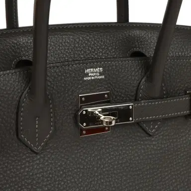 HERMÈS Pre-owned Hermes Birkin 30 Graphite Clemence Palladium Hardware | Thumbnail 7 HERMÈS Pre-owned Hermes Birkin 30 Graphite Clemence Palladium Hardware | Thumbnail 7