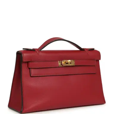HERMÈS Pre-owned Hermes Kelly Pochette Rubis Swift Gold Hardware | Thumbnail 2 HERMÈS Pre-owned Hermes Kelly Pochette Rubis Swift Gold Hardware | Thumbnail 2