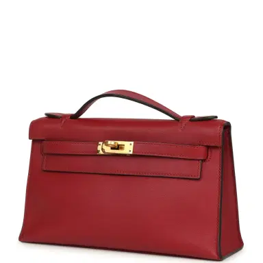 HERMÈS Pre-owned Hermes Kelly Pochette Rubis Swift Gold Hardware | Thumbnail 5 HERMÈS Pre-owned Hermes Kelly Pochette Rubis Swift Gold Hardware | Thumbnail 5