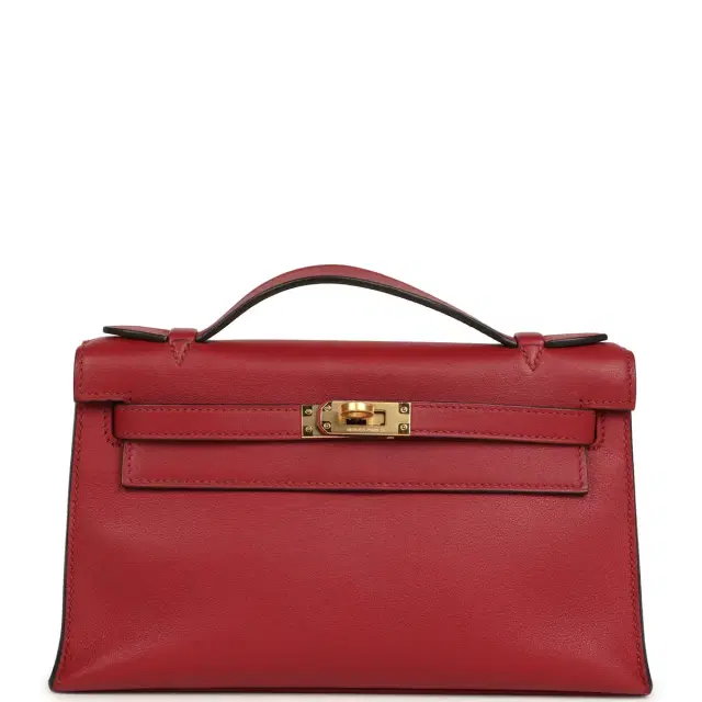 hermes Pre-owned Hermes Kelly Pochette Rubis Swift Gold Hardware