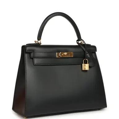 HERMÈS Pre-owned Hermes Kelly Sellier 28 Black Sombrero Gold Hardware | Thumbnail 2