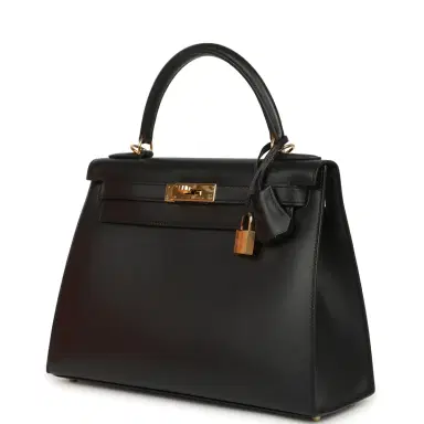HERMÈS Pre-owned Hermes Kelly Sellier 28 Black Sombrero Gold Hardware | Thumbnail 5