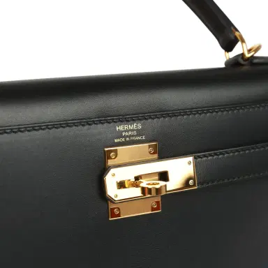 HERMÈS Pre-owned Hermes Kelly Sellier 28 Black Sombrero Gold Hardware | Thumbnail 7