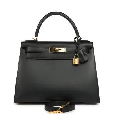 HERMÈS Pre-owned Hermes Kelly Sellier 28 Black Sombrero Gold Hardware | Thumbnail 1