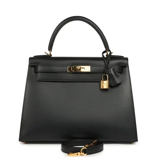 hermes Pre-owned Hermes Kelly Sellier 28 Black Sombrero Gold Hardware
