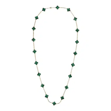 Van Cleef & Arpels Van Cleef & Arpels Vintage Alhambra 20 Motif Long Necklace Malachite 18K Yellow Gold | Thumbnail 2 Van Cleef & Arpels Van Cleef & Arpels Vintage Alhambra 20 Motif Long Necklace Malachite 18K Yellow Gold | Thumbnail 2
