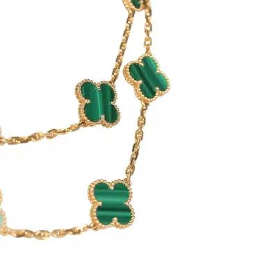Van Cleef & Arpels Van Cleef & Arpels Vintage Alhambra 20 Motif Long Necklace Malachite 18K Yellow Gold | Thumbnail 3 Van Cleef & Arpels Van Cleef & Arpels Vintage Alhambra 20 Motif Long Necklace Malachite 18K Yellow Gold | Thumbnail 3