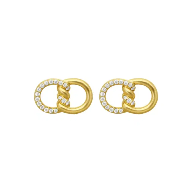 Roberto Coin Roberto Coin Cialoma 18K Yellow Gold Diamond 2-Link Stud Earrings by The Solist