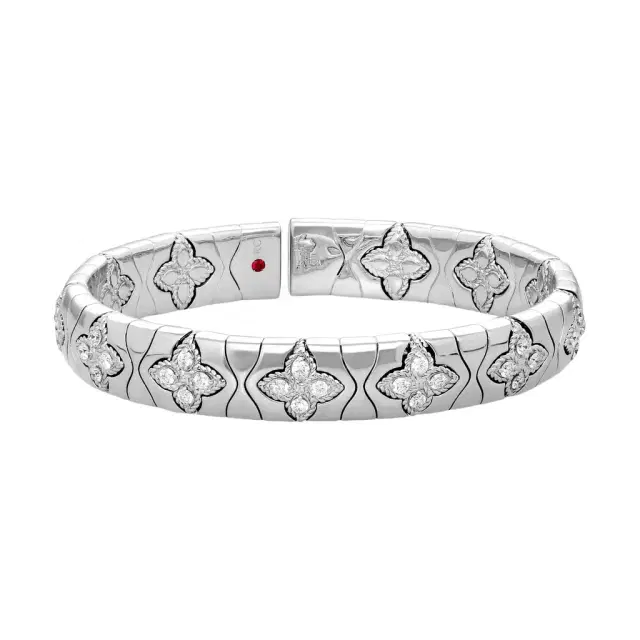Roberto Coin Roberto Coin Royal Princess Flower 18K White Gold Diamond Bangle Bracelet by The Solist